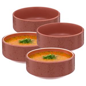 Secret de Gourmet Soepkommen/serveer schaaltjes - 8x - Loft - keramiek - D15 x H7 cm - terracotta - Stapelbaar -