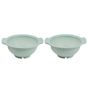 PlasticForte Set van 2x stuks kunststof vergieten mintgroen 27 x 24 x 10 cm -