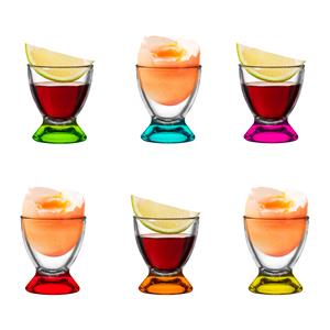 Glasmark Eierdopjes - set van 12x - gekleurd glas - D5 x H4,5 cm -