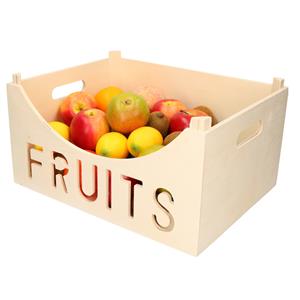 Cosy & Trendy Set van 2x stuks houten fruitmand/fruitschaal/fruitkistje vierkant x 30 cm -