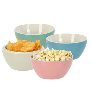 Excellent Houseware Soepkommen/schaaltjes - Acapulco - 8x stuks - multi kleuren - porselein - D14 x H6.5 cm - Stapelbaar -