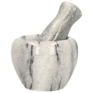 Merkloos Vijzel met stamper - grijs - keramiek - D9 cm - marmer look - zware kwaliteit - keuken artikelen -