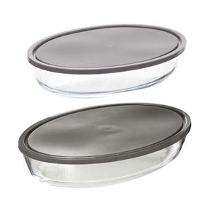 5five Ovenschalen met deksel 2-delige set - borosilicaat glas - ovaal - 2.4 en 3 Liter -