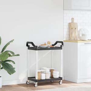 vidaXL Trolley 2-laags 81x41x92 cm aluminium zwart