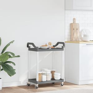 vidaXL Trolley 2-laags 81x41x92 cm aluminium grijs