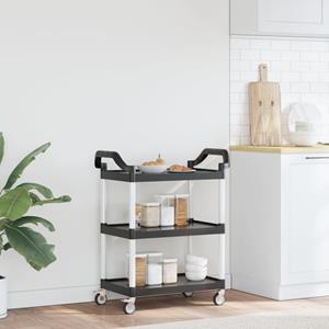 vidaXL Trolley 3-laags 81x41x92 cm aluminium zwart