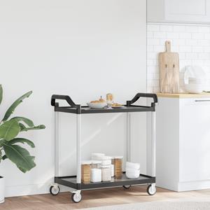 vidaXL Trolley 2-laags 99x50x97 cm aluminium zwart