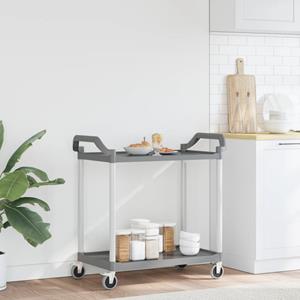 vidaXL Trolley 2-laags 99x50x97 cm aluminium grijs