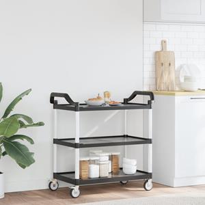 vidaXL Trolley 3-laags 99x50x96 cm aluminium zwart