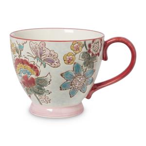 Xenos Mok bloemen en vlinder - multikleur - 350 ml