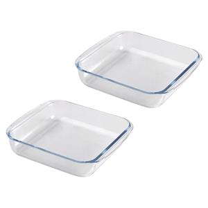 Chef Traiteur Ovenschaal van borosilicaat glas - 2x - vierkant - 1.8 Liter - 24 x 22 x 6 cm -