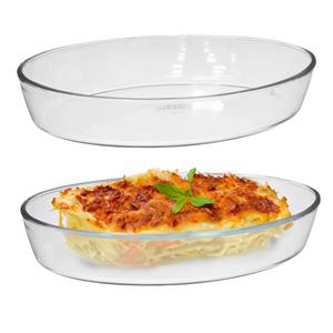 Marinex Ovenschaal van borosilicaat glas - 2x - ovaal - 2.4 Liter - 30 x 21 x 6 cm - serveerschaal -