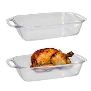 Marinex Ovenschaal van borosilicaat glas - 2x - rechthoek - 2.1 Liter - 32 x 17 x 7 cm - serveerscha -