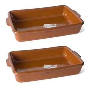 Merkloos Set van 2x stuks terracotta ovenschaal/serveerschalen Pamplona 2,5 liter -