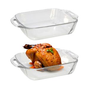 Marinex Ovenschaal van borosilicaat glas - 2x - rechthoek - 2.5 Liter - 29 x 24 x 6 cm - serveerscha -