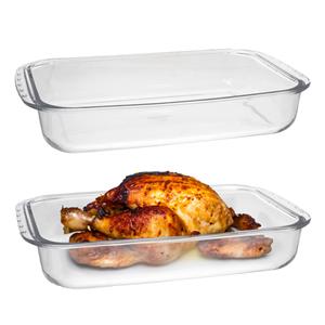 Marinex Ovenschaal van borosilicaat glas - 2x - rechthoek - 5.0 Liter - x 25 x 7 cm - serveerscha -