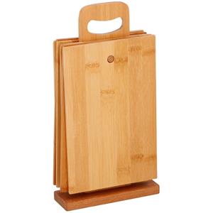 Merkloos Bamboe houten broodplankjes met houder - 6x stuks - Snijplanken - 22 x 15 cm per stuk -