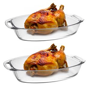 Marinex Ovenschaal van borosilicaat glas - set van 2 - ovaal - 3.2 en 4.5 Liter - serveerschaal -