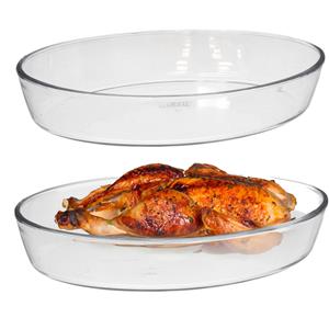 Marinex Ovenschaal van borosilicaat glas - 2x - ovaal - 4.0 Liter - x 27 x 6 cm - serveerschaal -