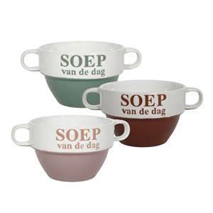 Bellatio Design Soepkommen/schaaltjes - Soep van de dag - 6x stuks - multi kleuren - keramiek - D12 x H8 cm -