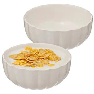 Secret de Gourmet Soepkommen/serveer schaaltjes - 2x - Delphi - porselein - D15 x H7 cm - ivoor wit - Stapelbaar -