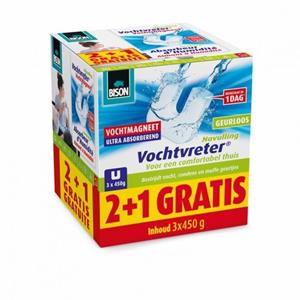 Bison Vochtvreter Vochtmagneet Navulling Neutraal Promopack - 2 + 1 Gratis!