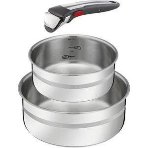 Tefal Kasserolle "Jamie Oliver by Tefal L977S3 Ingenio G6", Edelstahl, (Set, 3 tlg.)