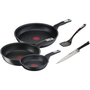 Tefal Pfannen-Set "Unlimited Ice Force", Aluminium, (Set, 5 tlg., je 1 Pfanne Ø 24/28 cm, Wok Ø 28 cm, Kochmesser, Bratwender)