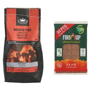 Fire up BBQ starterspakket - houtskool briketten 3 kilo - barbecue aanmaakblokjes 32x -