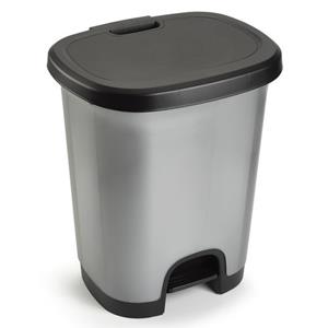 PlasticForte Pedaalemmer - Kunststof - Zwart-zilver - 18 Liter