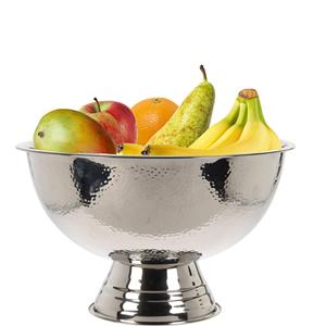 Excellent Houseware Luxe fruitschaal/fruitmand op voet - RVS - zilverkleurig - x 24 cm -
