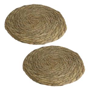 Gerimport Set van 2x stuks pannen onderzetter van zeegras rond 22 x 22 cm -