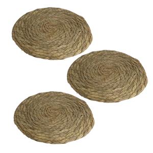 Gerimport Set van 3x stuks pannen onderzetter van zeegras rond 22 x 22 cm -