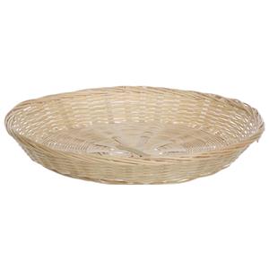 Merkloos Fruitmand/fruitschaal laag model - bamboe hout - D30 cm - mandje rotan/riet -