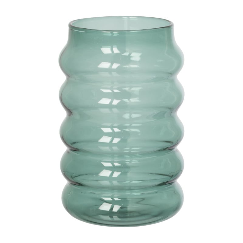 Xenos Drinkglas ribbel - groen - ø8x13 cm
