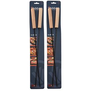 Vaggan BBQ spiezen - 4x stuks - metaal - cm - vleespennen voor vlees - barbecue accessoires -