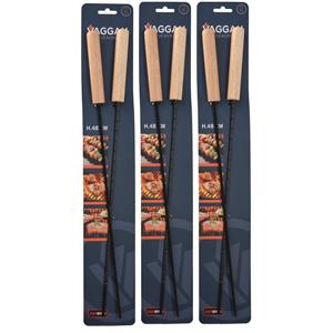 Vaggan BBQ spiezen - 6x stuks - metaal - cm - vleespennen voor vlees - barbecue accessoires -