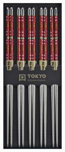 Tokyo Design Studio  Eetstokjes - Roestvrij Staal - Rood - 5pcs