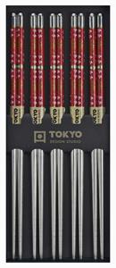 Tokyo Design Studio  Eetstokjes - Roestvrij Staal - Rood - 5pcs