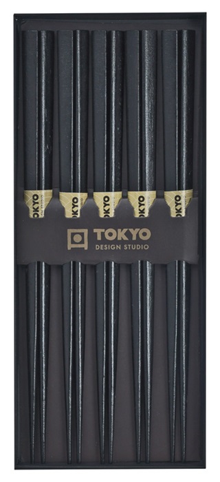 Tokyo Design Studio  Eetstokjes Giftbox - Zwart Hout - 5 stuks