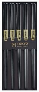 Tokyo Design Studio  Eetstokjes Giftbox - RVS - Zwart - 5 stuks