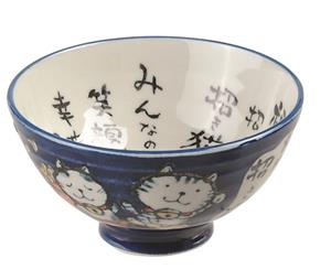 Tokyo Design Studio Blauw Kom - Kawaii Cat - 11.5 x 6.2cm 250ml