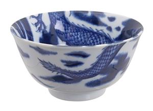 Tokyo Design Studio Blauwe Kom - Dragon Zwart - 12.7 x 6.5cm 350ml