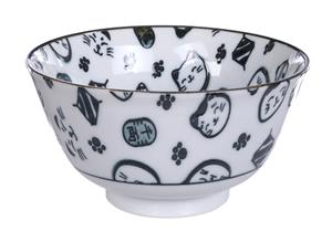 Tokyo Design Studio Zwart/Witte Kom - Lucky Cats - 12.7 x 6.5cm 300ml