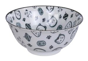 Tokyo Design Studio Zwarte Kom - Lucky Cats - 14.8 x 7cm 500ml