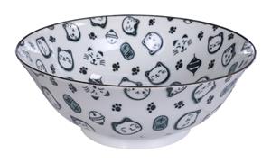 Tokyo Design Studio Zwart/Witte Kom - Lucky Cats - 18.2 x 7.7cm 1000ml