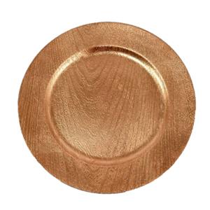 Gerimport Kaarsenbord/kaarsenplateau - goud - houtlook - rond - D33 cm -