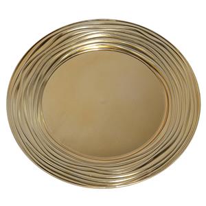 Ronde diner onderborden/kaarsenbord/plateau glimmend goud van 33 cm -