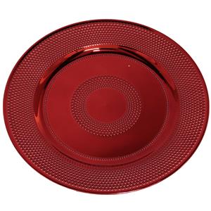 Ronde diner onderborden/kaarsenbord/plateau glimmend rood van 33 cm -