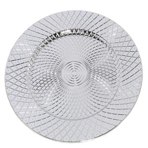 Ronde diner onderborden/kaarsenbord/plateau glimmend zilver van 33 cm -